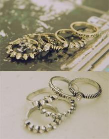 love &amp; peace ring 5ps set (2colors)