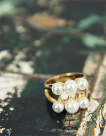 bold - pearl ring (골드/앤틱실버)